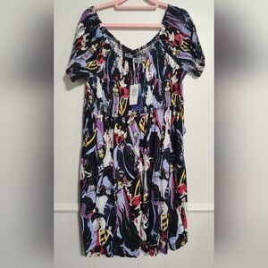 Disney X Torrid 1X Villains Smocked Off-Shoulder‎ Mini Dress New With Tags